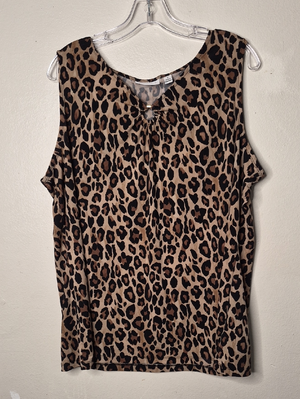 Susan Graver Sleeveless Leopard Print Tank Top - Brown & Black